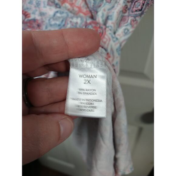 Westport Woman 2X Tee Short Sleeve Bohemian Twist Back Casual Stretch Pullover - Picture 7 of 9